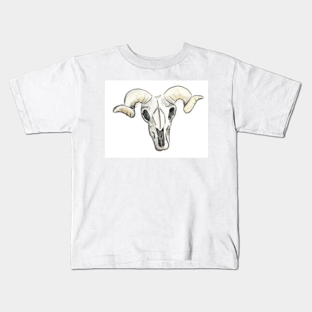 ram skull Kids T-Shirt by locheerio